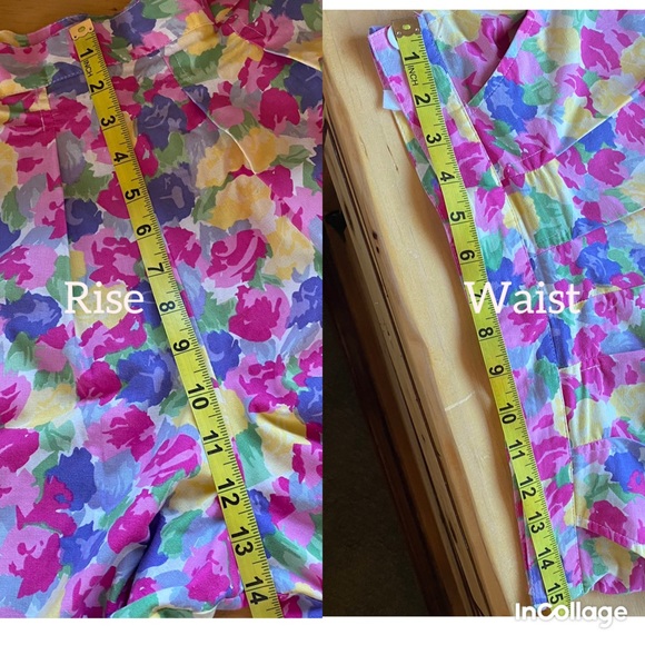 Vintage floral multicolor pleated 80s 90s shorts Bermuda retro mom high waisted - Picture 6 of 9